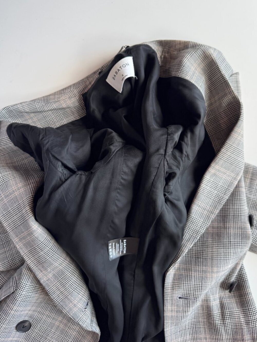 Aritzia BABATON Samuel Grey Glen Check Double Breasted Blazer Jacket, Size 2 - Picture 11 of 13